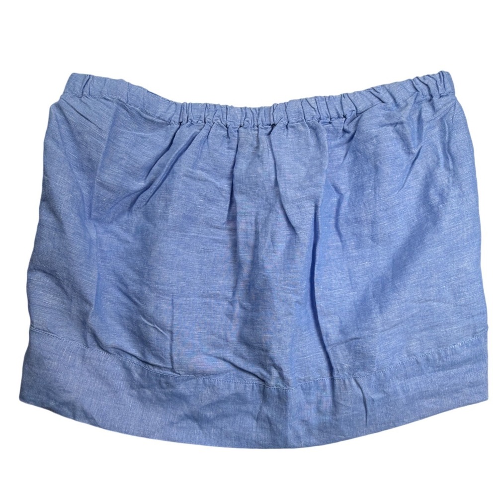 J.Crew Womens Blue Linen Blend Elastic Waist Mini Skirt Size S Chambray